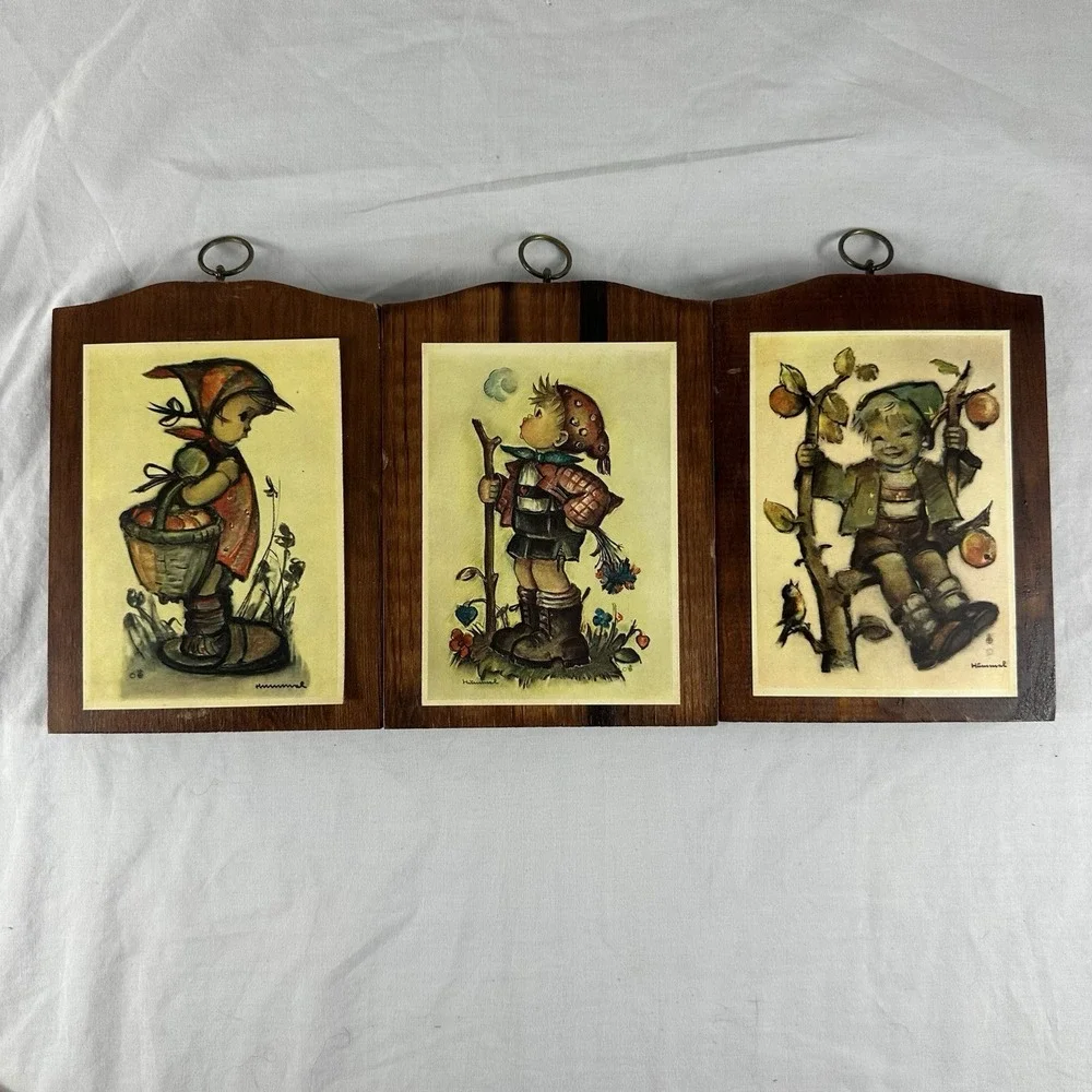 Vintage Set of 3 Hummel Wood Wall Plaques 5